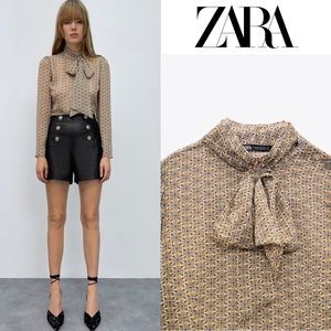 ZARA printed shirt with tie